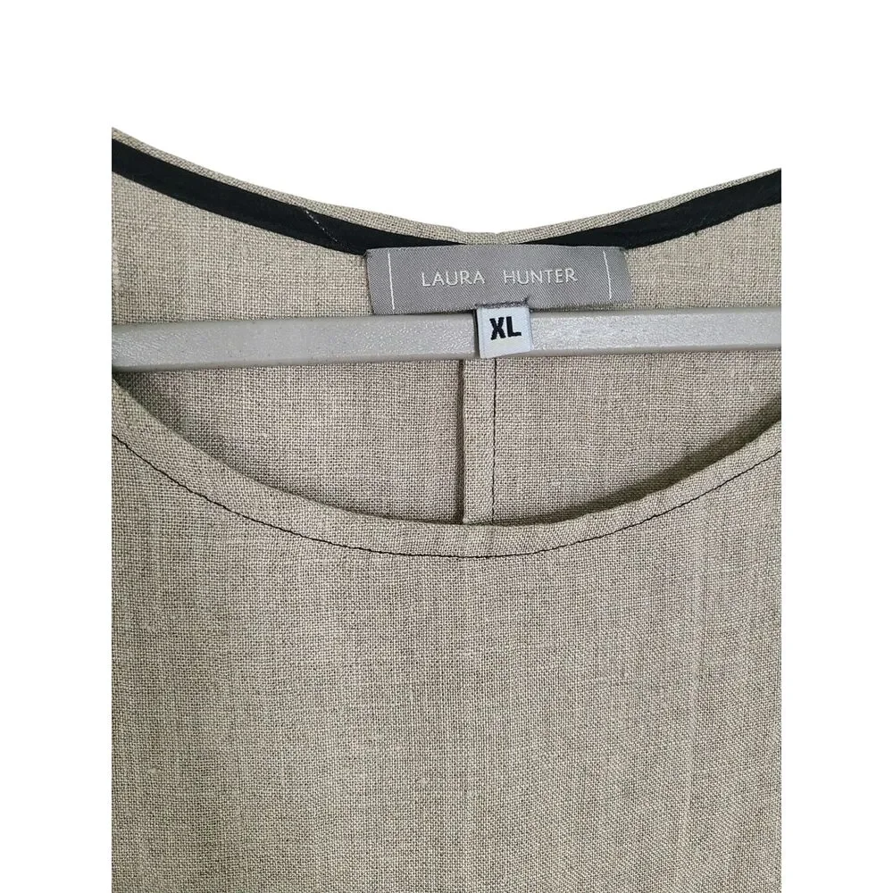 Laura Hunter Ellipse Linen Dress in Oatmeal Size XL - Picture 4 of 7